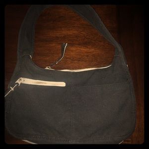 Black small purse Canvas fabric three pocket..